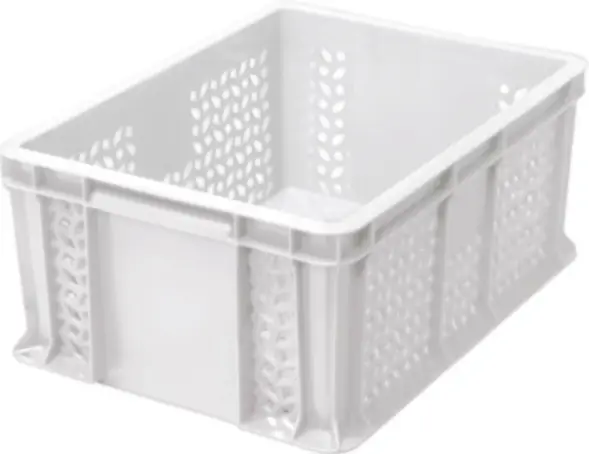 Ящик пластиковый перфорированный, 400×300×180 мм, 16.6 л, зелёный [702.01.02]