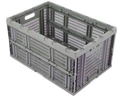 Ящик пластиковый складной перфорированный, 600х400х310 мм, серый [600400310-02]