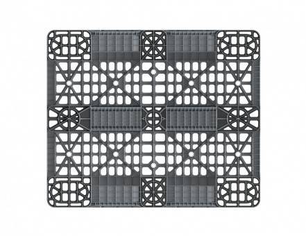 Паллет (поддон) пластиковый перфорированный на 3-х полозьях, 1200х1000x150 мм, серый [02.103.91.C3]