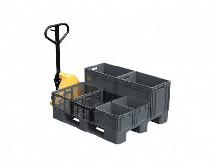 Паллет (поддон) пластиковый перфорированный на 3-х полозьях, 1200х1000x150 мм, серый [02.103.91.C3]