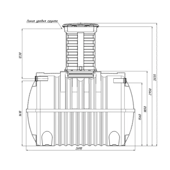 Емкость подземная Rostok G 5600 с горловиной 1000 мм с входом 110
