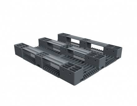 Паллет (поддон) пластиковый перфорированный на 3-х полозьях, 1200х1000х150 мм, серый [02.114.91.PEF]