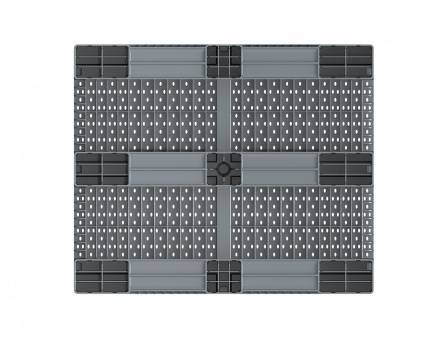 Паллет (поддон) пластиковый перфорированный на 3-х полозьях, 1200х1000х150 мм, серый [02.114.91.PEF]