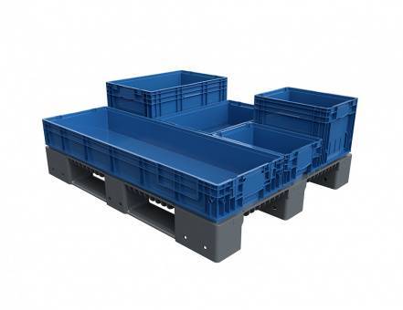 Паллет (поддон) пластиковый перфорированный на 3-х полозьях, 1200х1000х150 мм, серый [02.114.91.PEF]