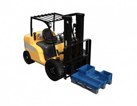 Паллет (поддон) пластиковый перфорированный на 3-х полозьях, 1200х1000х150 мм, серый [02.114.91.PEF]