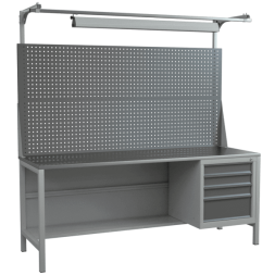Верстак 2000 со светильником, экраном, полкой, тумбой с выдвижными ящиками [18293]