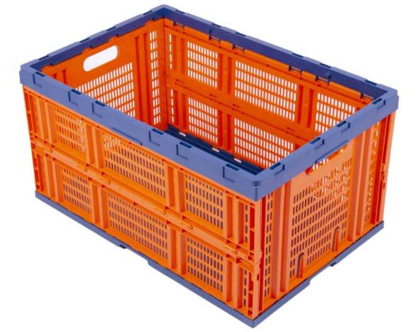 Ящик пластиковый складной с перфорированными стенками, 600х400х310 мм, оранжевый [600400310-01]