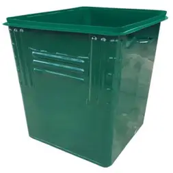 Металлический контейнер Waste Box 0,75 куб. м радиусный угол с усилителями без колес и без крышки Зеленый