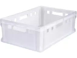 Ящик пластиковый мясной сплошной Е2 (евроформат), 600х400х200 мм, 42 л, белый [207-P]