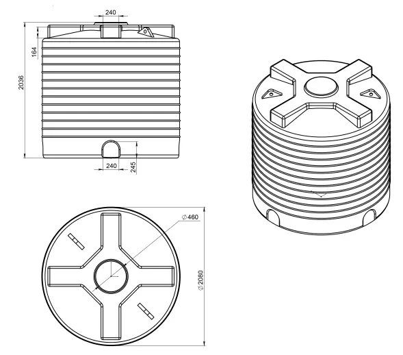 Емкость вертикальная 6000л синяя