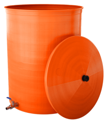 Бочка пластиковая садовая с краном 3/4&quot; из латуни для дождевой воды и полива, 300л, терракотовый [353]