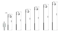 Стальной фонарный столб Т-05-1 со светильником 4,76 м