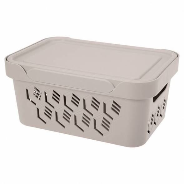 Ящик с крышкой универсальный Deluxe, 4,6л, светло-бежевый