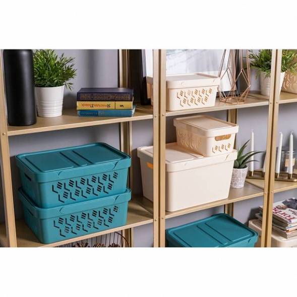 Ящик с крышкой универсальный Deluxe, 4,6л, светло-бежевый