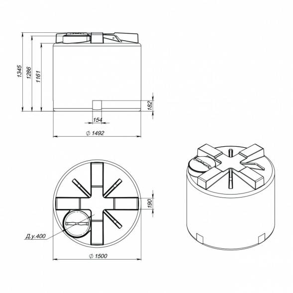 Емкость рециклинговая R T 2000 л
