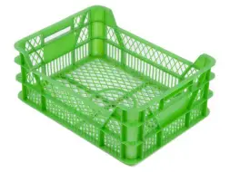 Ящик пластиковый перфорированный, 400x300x155 мм, 15,5 л, зеленый [110-1]